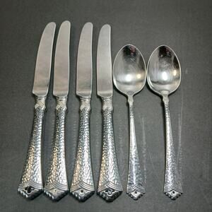 Vtg Oneida Tesoro-Black Hammered Flatware Some Inserts Missing 6 pc Replacement